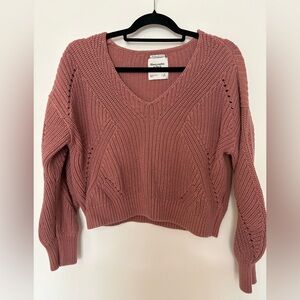 Abercrombie & fitch pink cotton cropped sweater in pink size small